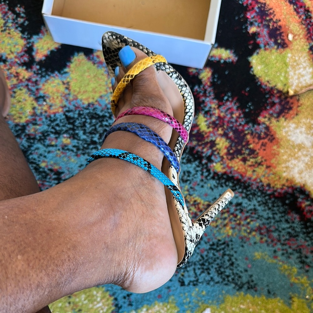 Wild Pair Yellow and Blue High Heel Shoes